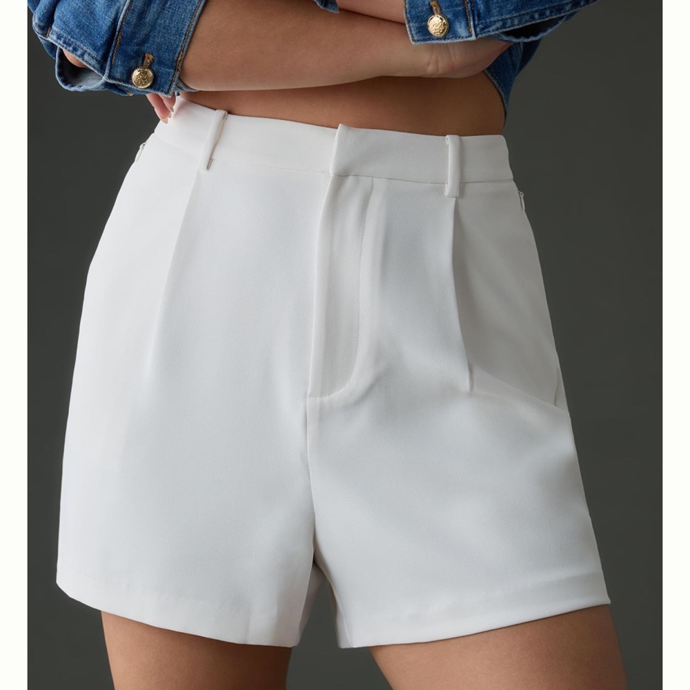 Good American White High-Waist Tailored Shorts
